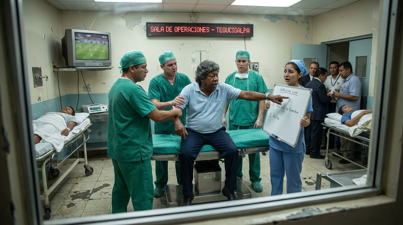 Cirujanos agotan existencias de anestesia intentando que Primitivo Maradiaga deje de dar indicaciones tácticas en plena operación